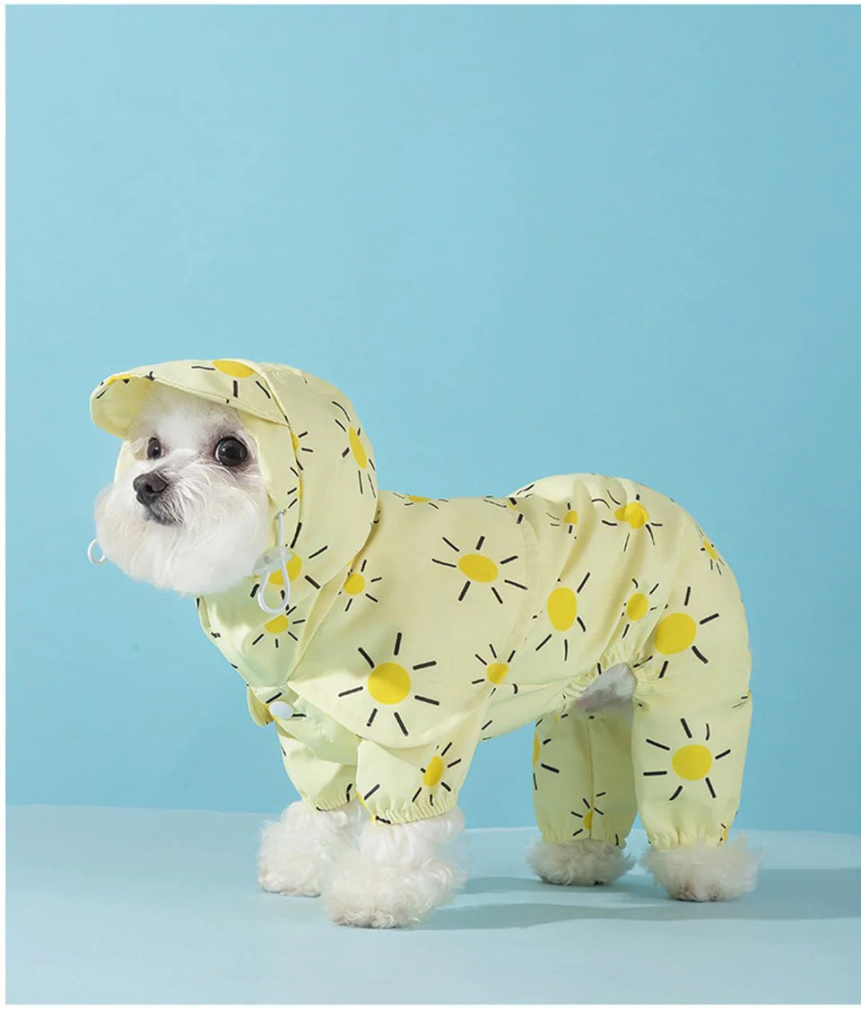Waterproof Pet Hooded Rain Poncho Pet Puppy Dog Raincoat Colourful Sun Poncho Model Outdoor Walking Dog Rainy Shenqi