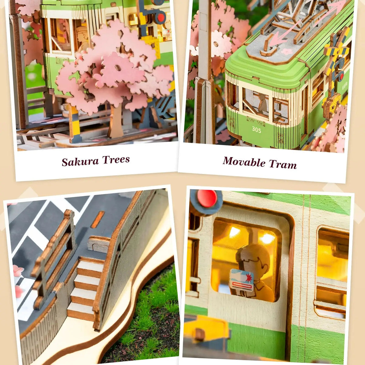 Rolife Wooden 3D Puzzle Sakura Journey Tram DIY Model
