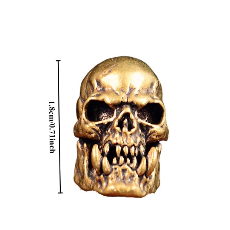 2Pcs Skull Head Brass Knife Bead Punk EDC Outdoor DIY Paracord Woven Lanyard Pendant Retro Accessories108