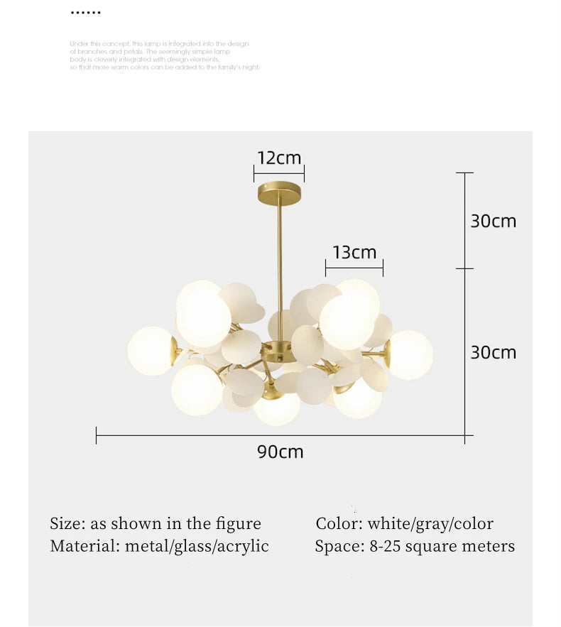 Modern Chandelier Grape Design Glass Pendant Light Indoor LED Nordic Light For Living Room Dining Hall Hotel Kitchen Island Lamp
