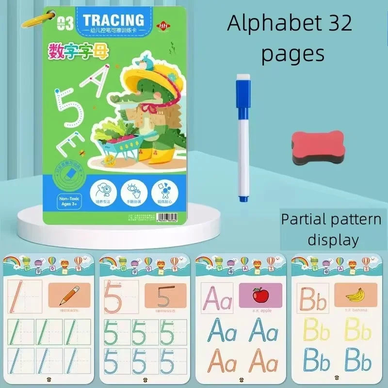 Reusable Magical Tracing Workbook Montessori Educational Writing for Children