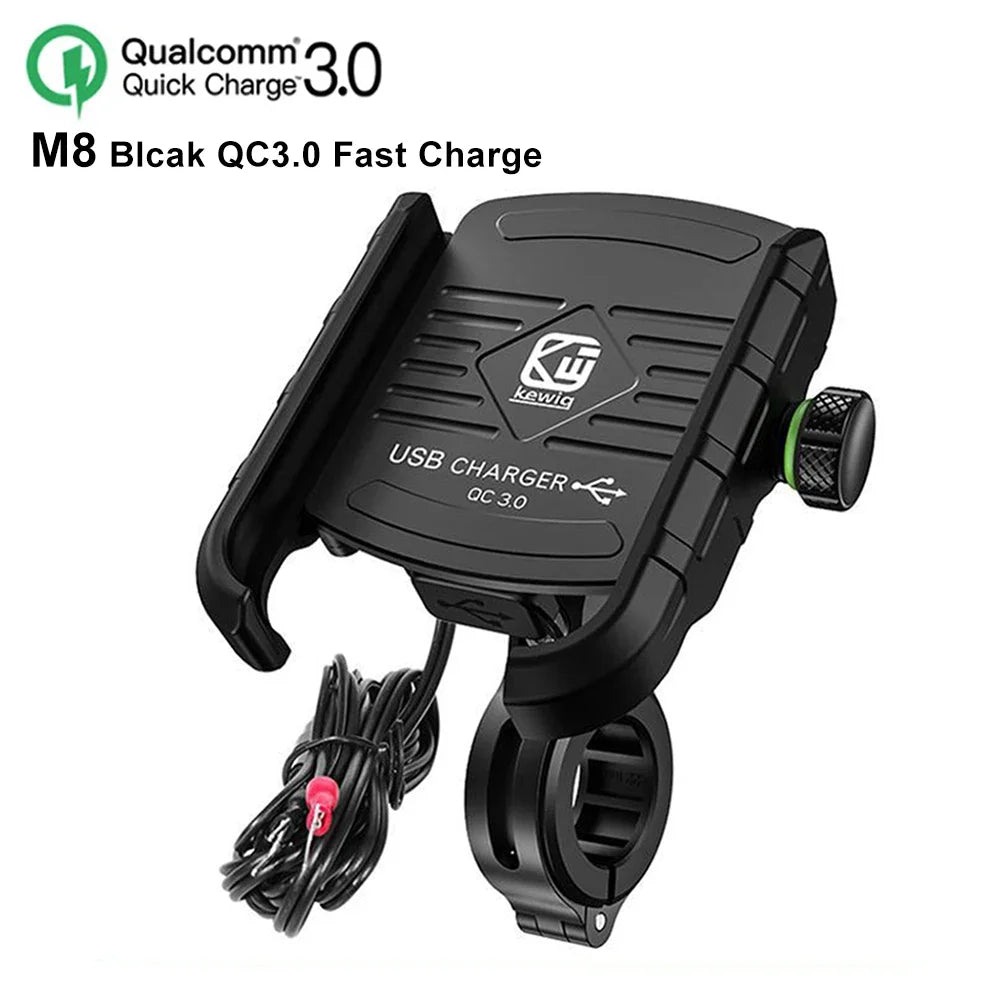 Motorcycle Phone Holder Wireless Charger Moto Motorbike Mirror Mobile Stand Support USB-C Fast Wireless Charging Cellphone Mount