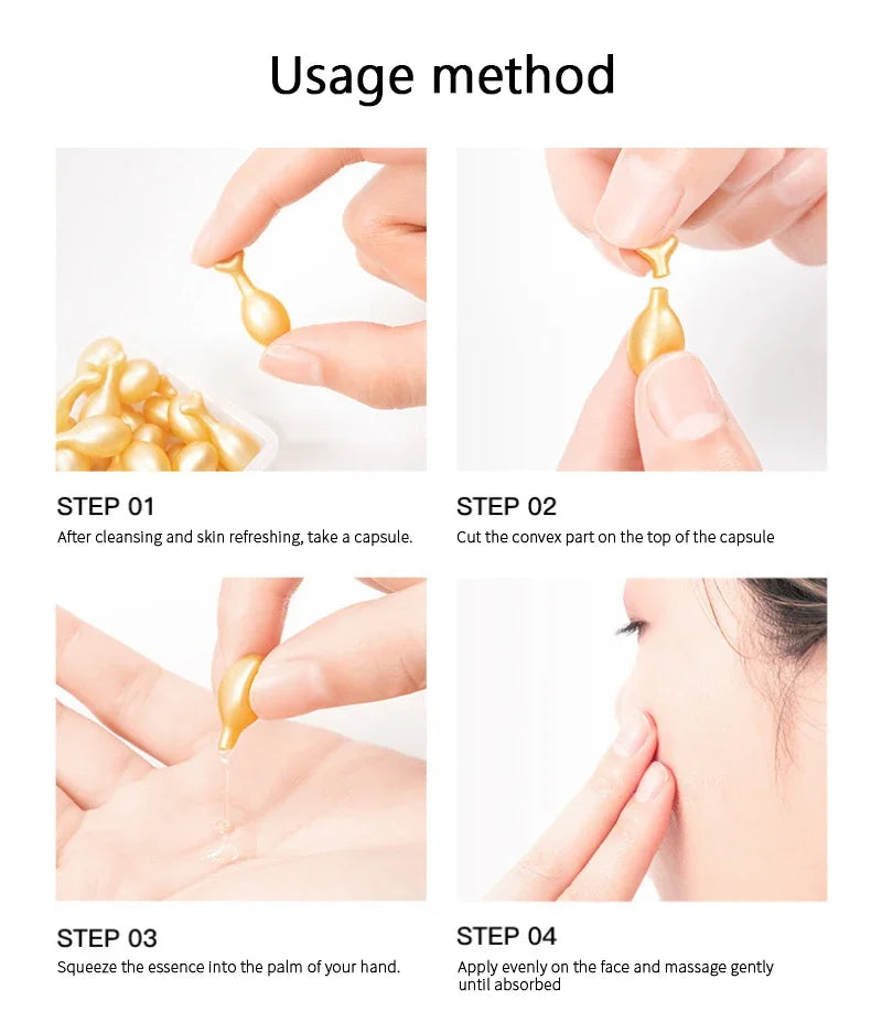 50Pcs Collagen Face Care Capsules Serum Spot Acne Wrinkle Remover Firming Whitening Hyaluronic Acid Essence Korean Skin Care