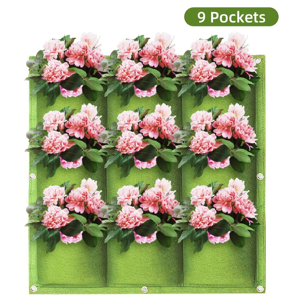Felt Vertical Wall Planter Outdoor Herb Vegetable Hanging Garden Plant Holder for Railing, Balcony, Fence,Plant growth bag，