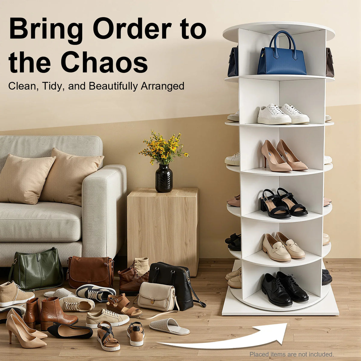 6-Tier 360-Degree Rotating Shoe Rack