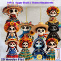 2D Flat Wooden Candy Skull Hanging Ornaments Halloween Day