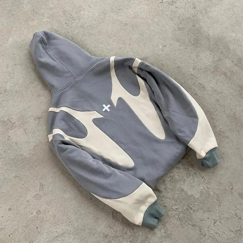 American Retro Letter Printed Devil Pattern Hoodie Y2K Harajuku