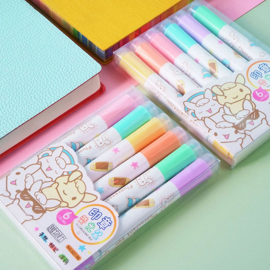 /set Kawaii Heart Stamp Highlighter Cute Candy Colors Drawing