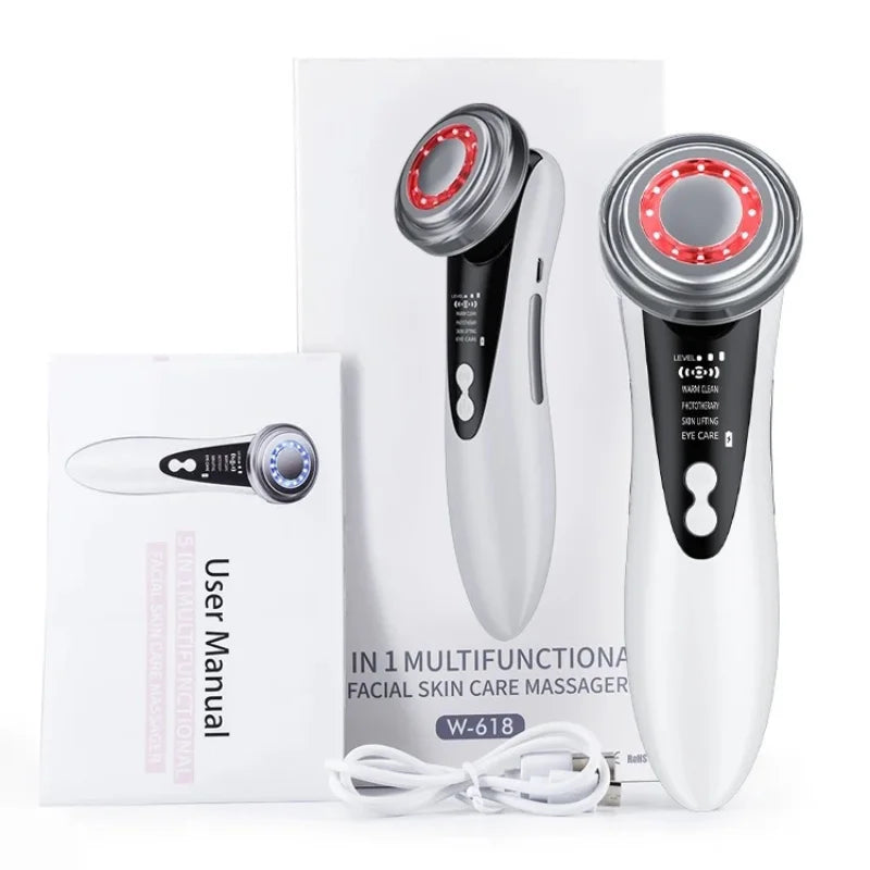 EMS Facial Massager LED Light therapy Sonic Ion Vibration Skin Tightening Face Lifting Anti Wrinkle Beauty Device Skin Care Tool