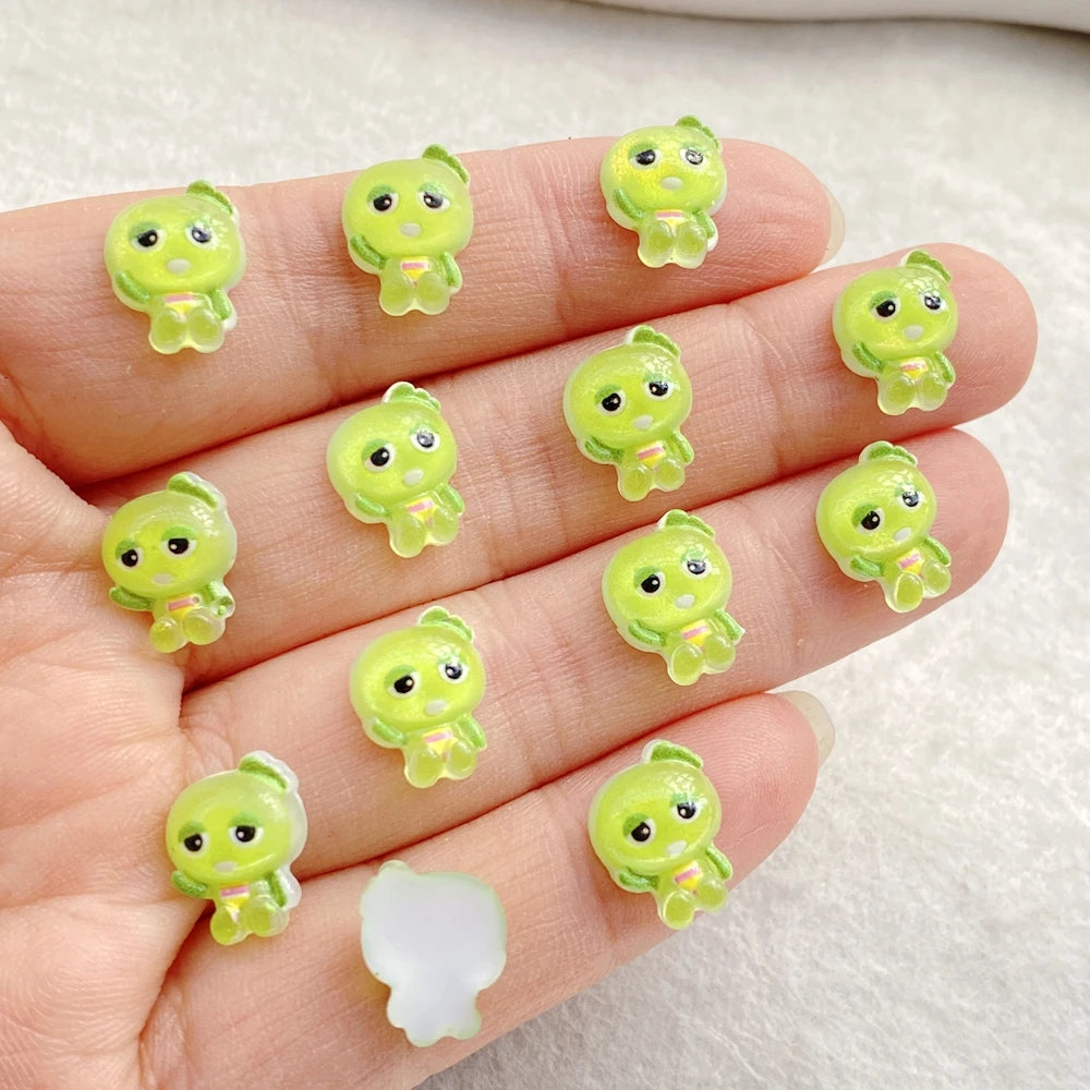 50Pcs Mixed Nail Art Resin mini Cartoon Green Frog Charms Rhinestones DIY Craft For Nail 3D Decorations Jewelry
