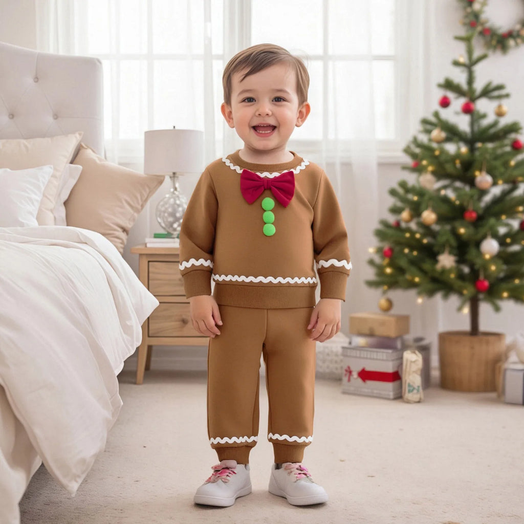Toddler Baby Boy Girl Gingerbread Outfit Long Sleeve Sweatshirt and Pants Infant Newborn Christmas Outfits