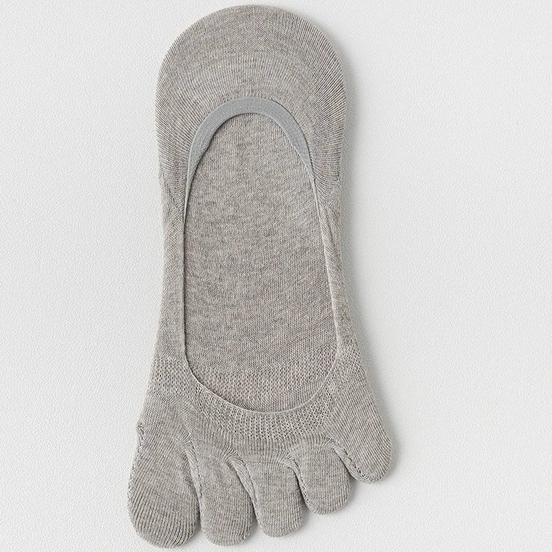 1 Pairs Summer Women Five Finger Socks Pure Cotton Candy Color Thin Breathable Silicone Anti-slip Split-Toe Shallow Boat Socks