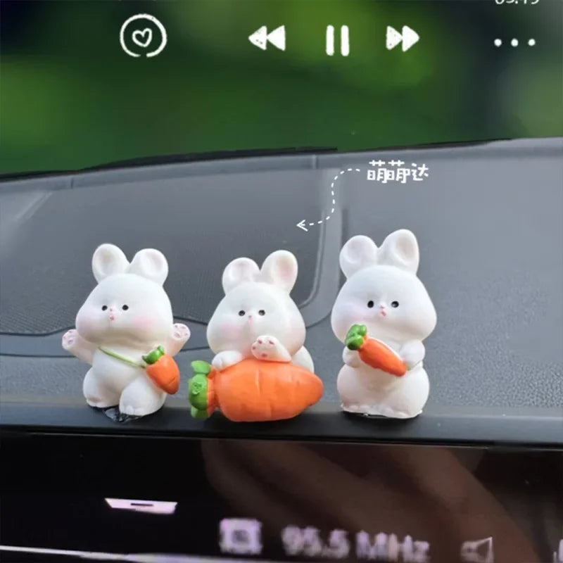 Car Interior Ornaments Mini Duck Bunny Chicks Figurines For Dashboard Rearview Mirror Fairy Garden Home Decor Gift
