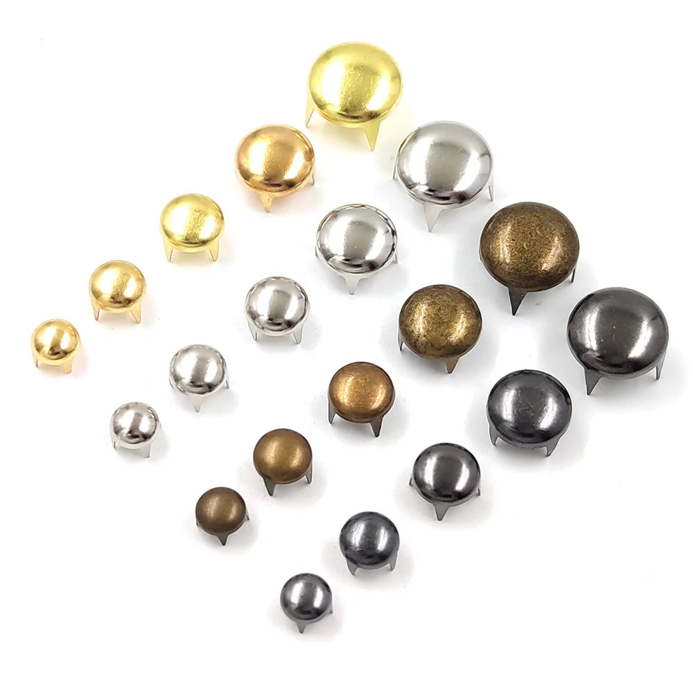 100pcs 2.5-16mm Round Dome Rivets Spike Studs Spots Nailhead Punk Rock DIY Leather Craft For Shoes Clothing Bag Parts Decoration