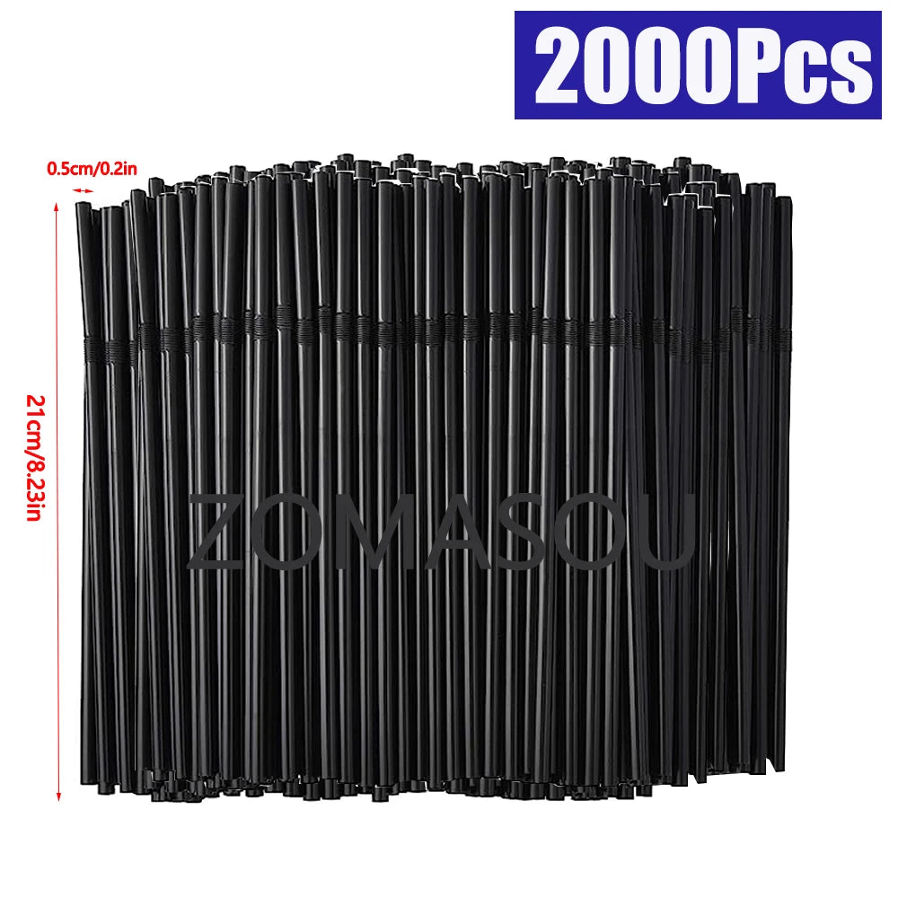 50,3000Pcs Black Drinking Straws Cocktail rietjes, Milk Tea Bar Party Wedding Kitchen Home Accessories Beverage Straw Wholesale