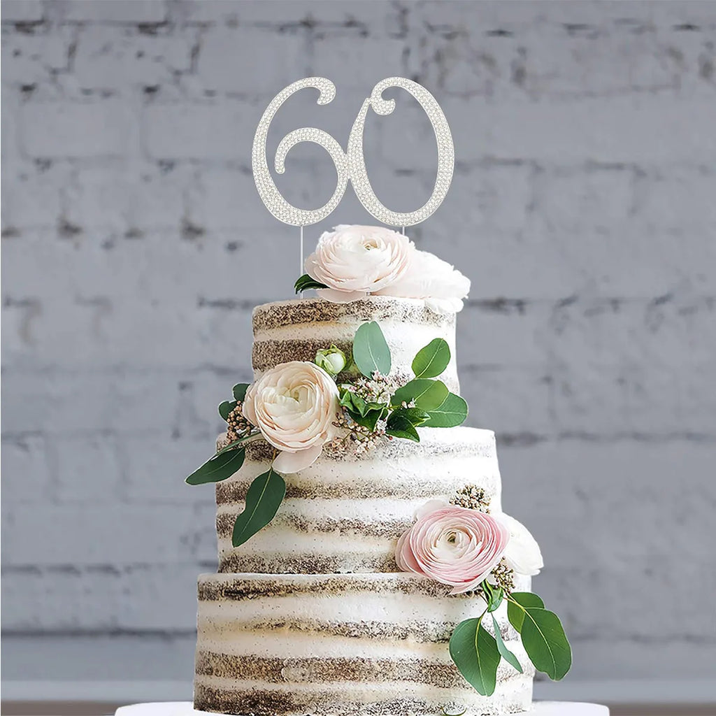 25 Cake Topper Sparkly Crystal Rhinestones Cake Topper Cake Decoration for 25th Birthday Party or or 25th Wedding Anniversary