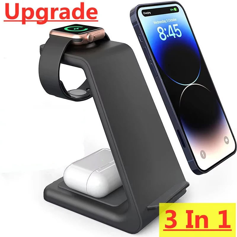 3 in 1 Wireless Charger Stand Fast Charging Dock Station for iPhone 17-12 X XR 8 Apple Watch 6 7 8 iWatch Airpods Pro