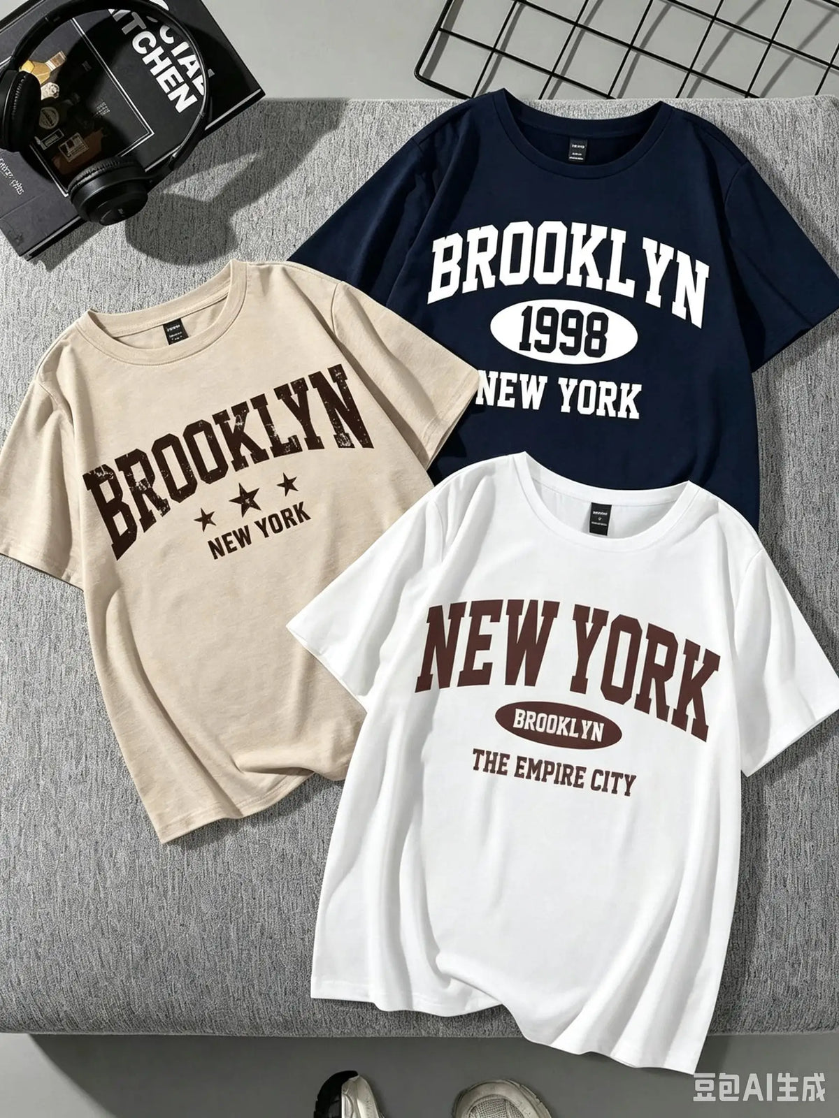 Women's Oversized Text-Print T-Shirts, 3 Pack