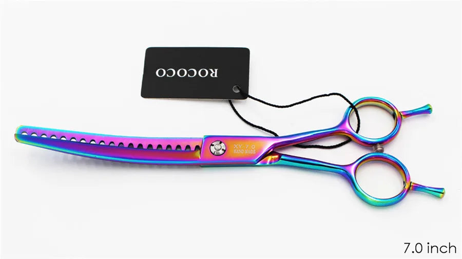 Professional 8 inch 7 inch 6.5" High Quality Pet Dog Grooming Scissors Curved Shark Thinning Shears Cat Dog Barber Scissors