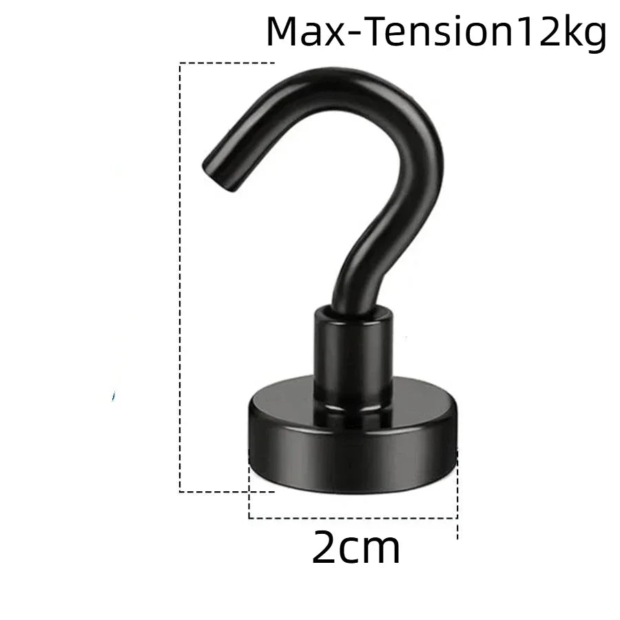 Strong Magnetic Hooks Multi-Purpose, Heavy Duty Epoxy Coating, Magnetic Cruise Black Hooks for Refrigerators