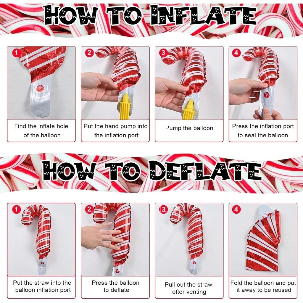 10-30pcs mini Christmas Candy Cane Foil Balloons Santa Claus Crutch Balloon Christmas New Year Party Decoration Xmas Home Decor