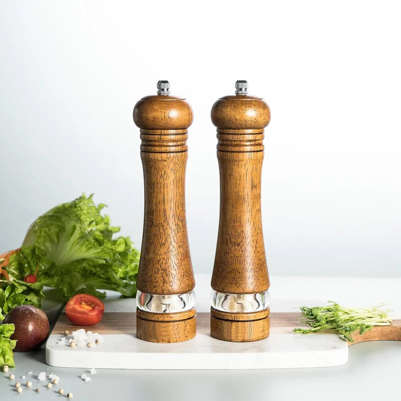 4"6"8"10" Manual Pepper Mills Salt And Pepper Grinder With Adjustable Ceramic Spice Wood Pepper Grinder Handheld Herb Seasoning