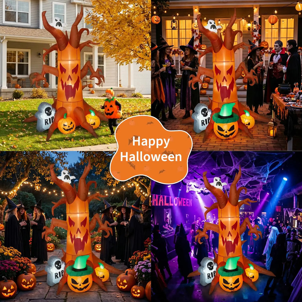 8ft 240cm Giant Halloween Inflatable Spooky Tree With Ghost