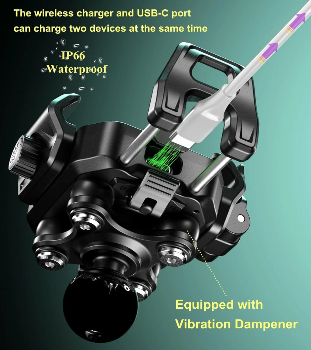 Upgraded Motorcycle Phone Holder 15W Wireless Charger QC3.0 USB Fast Charging Moto Handlebar Bracket GPS Shockproof Stand