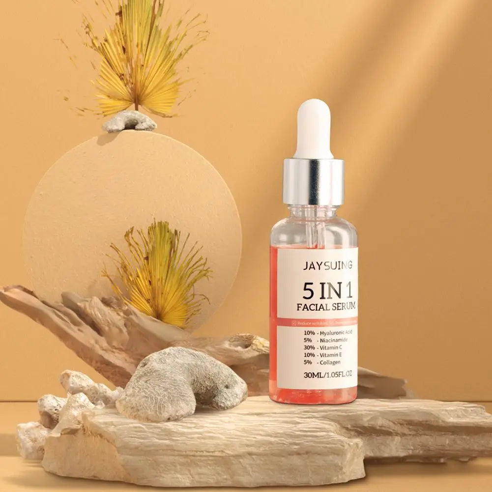 1/2/3pcs 30ml 5 In 1 Face Serum Moisturizing Vitamin C Hyaluronic Acid Facial Serum Shrink Pores Skin Care