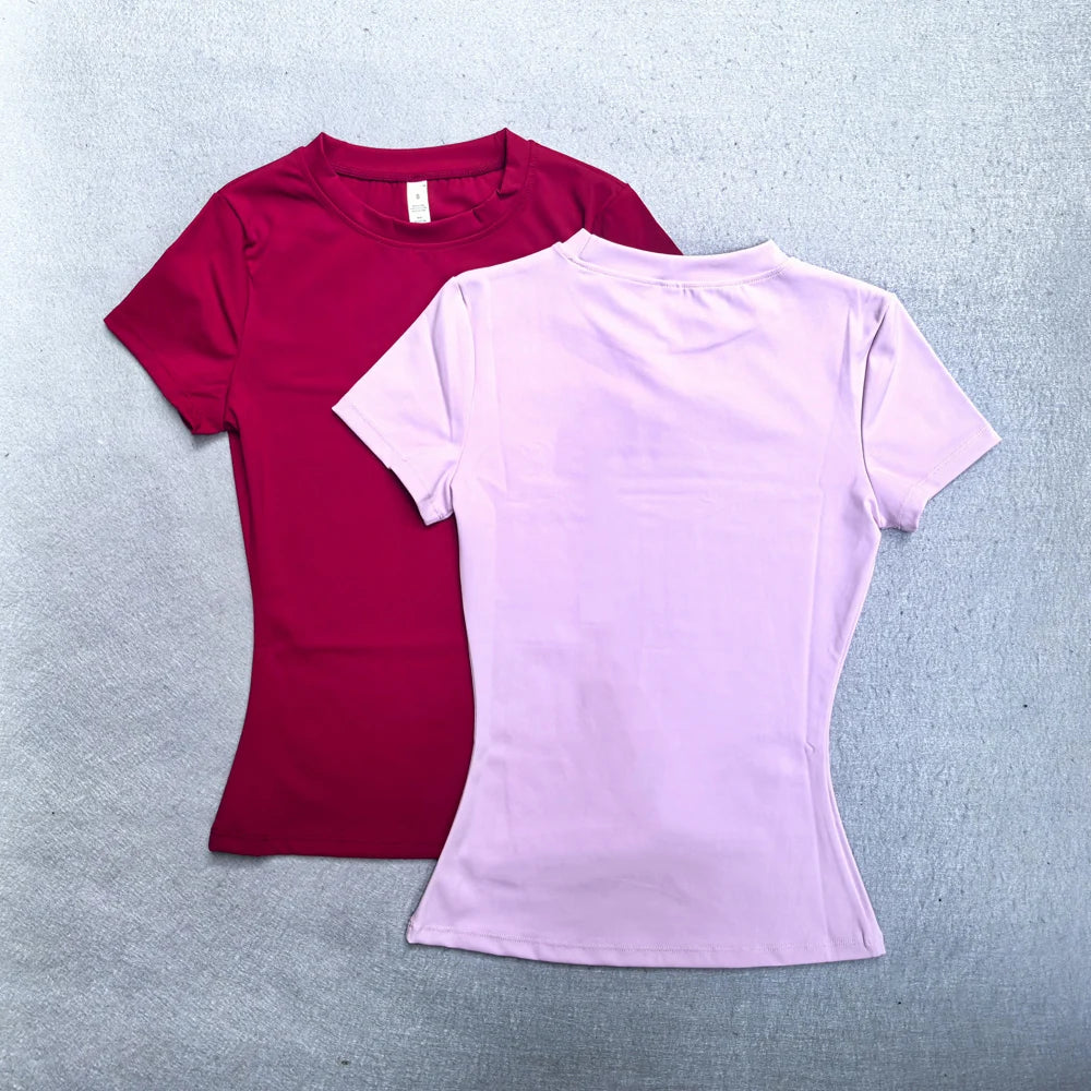 Summer Short Sleeve Yoga Top Women Workout Gym Crop Top Slim Fit