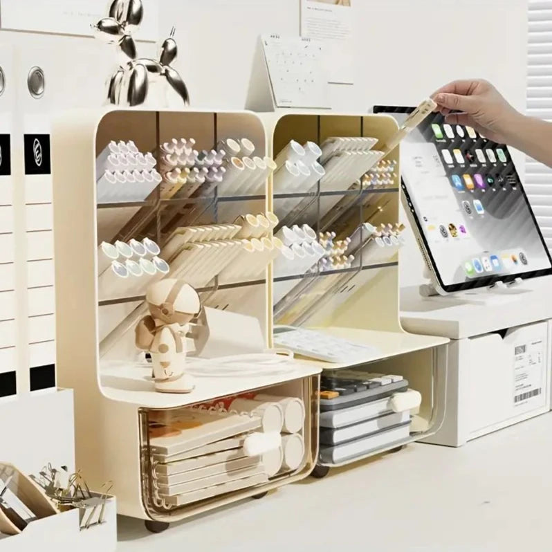 Multi-Layer Desk Organizer Large Capacity Office Accessories Slanted Insert