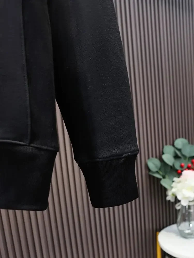 Loose Men's Hooded Sweatshirt Solid Black No Brand Cheap Simple Warm Male Hoodie Funny Overfit Sweat Shirt Tops High Quality Emo