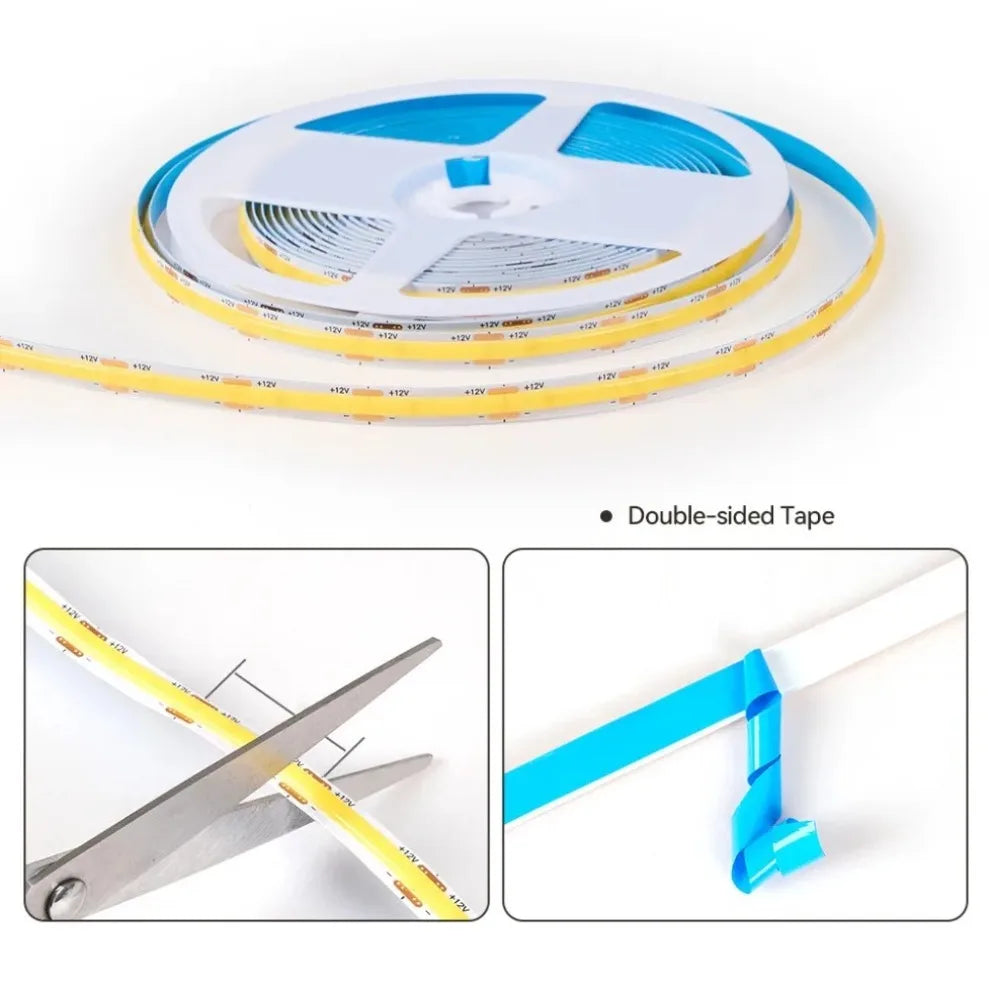 320LEDs/M COB LED Strip DC12V With White/Black DuPont Wire Connector For Kitchen Cabinet Layered Under Wine Cabinet Show Light