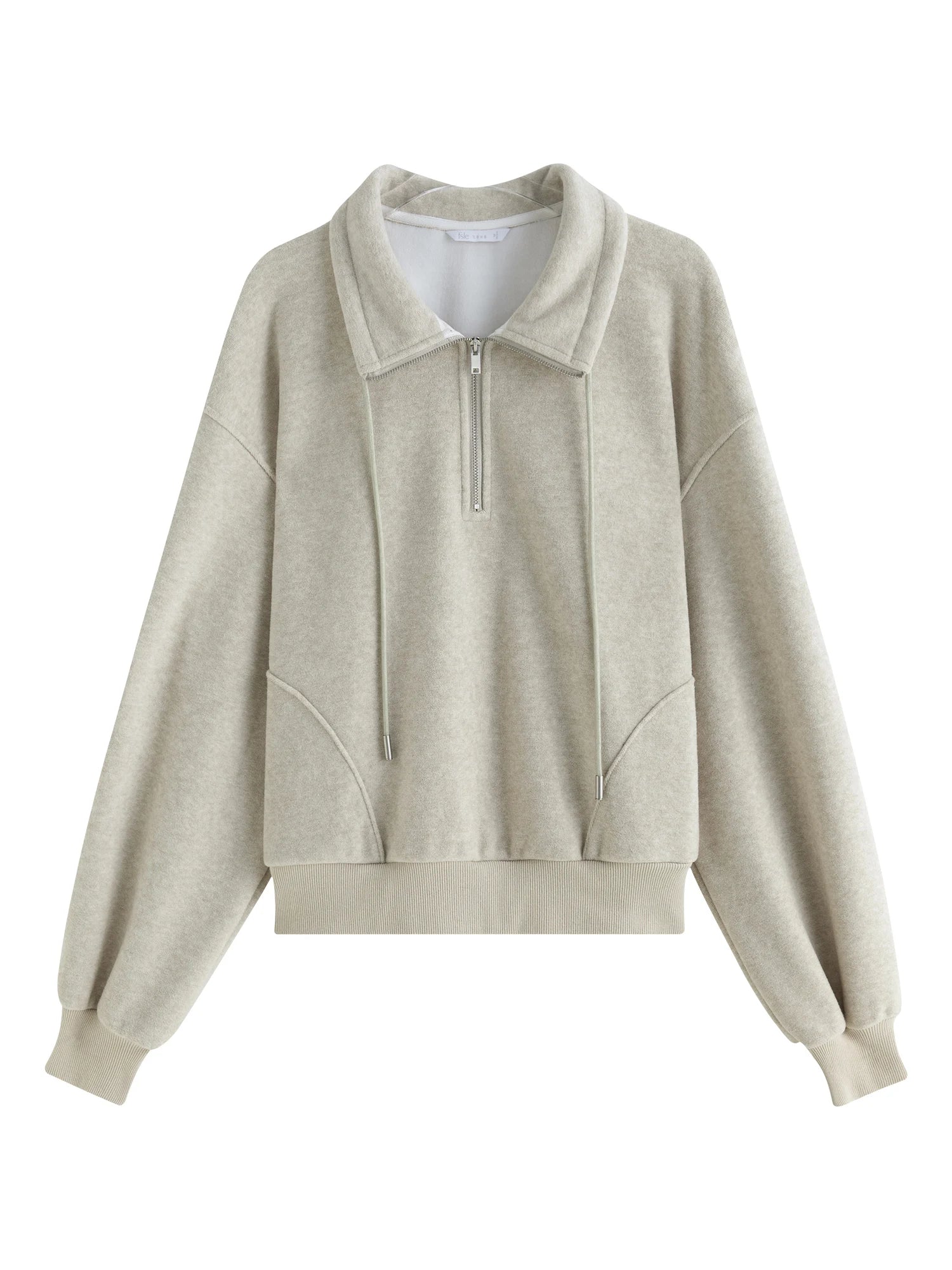 FSLE Women Sweatshirt Set Winter Thick Grey Commuter Sweatshirts Elastic Waist Long Spilt A-Line Women Skirt 24FS14491+24FS14492