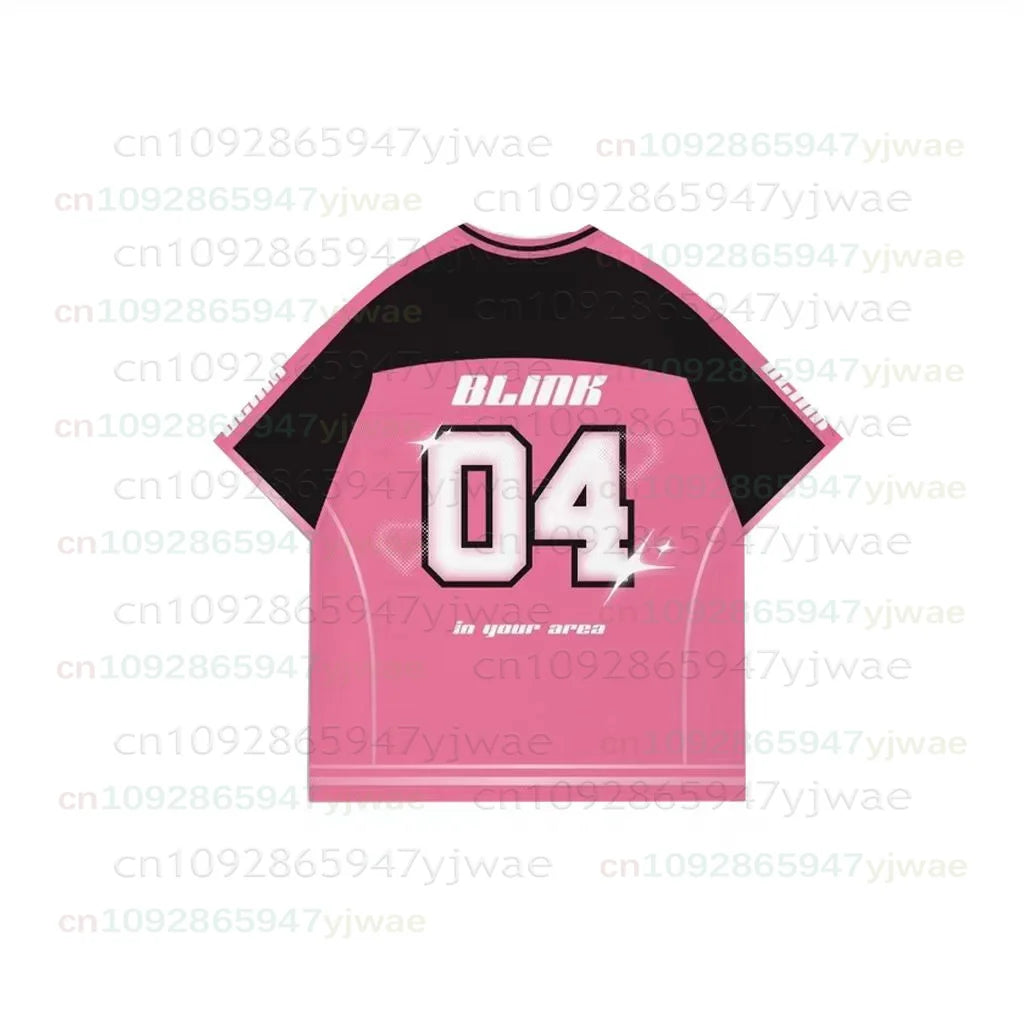 2026 New Y2K Korean Girl Group Concert T-Shirt RosÉ Letter Print Oversized Short Sleeved Fashion Casual Women's Sport Jersey Kid
