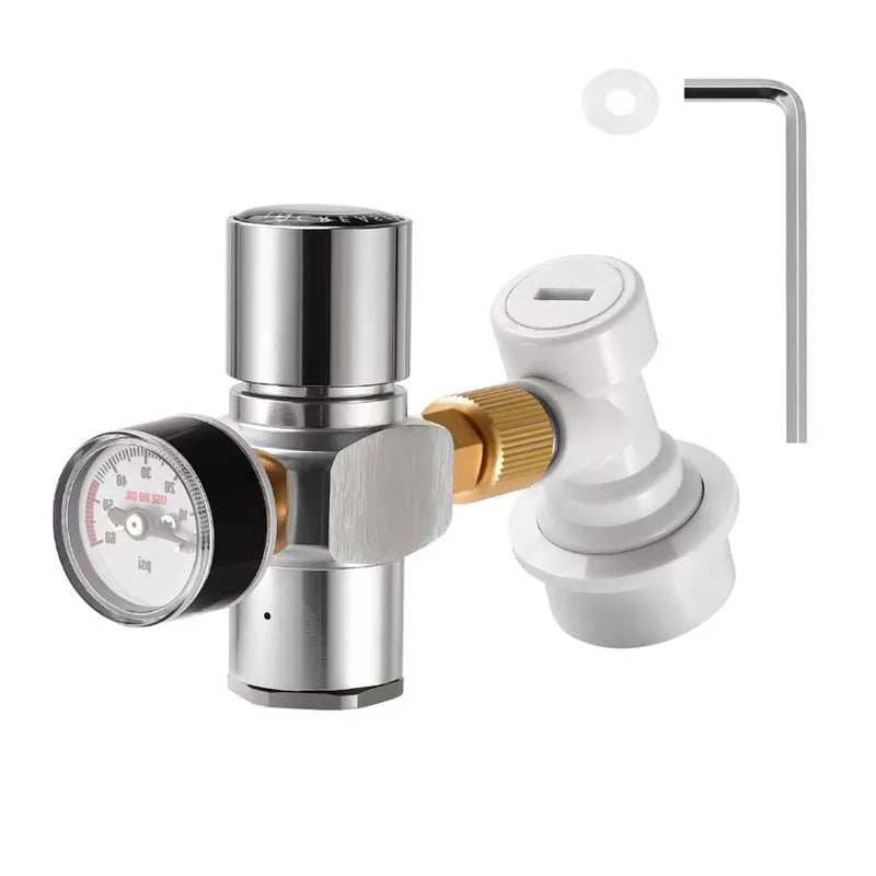 【New Version】0-60PSI Mini Co2 Regulator,Portable Co2 Charger with Stable Pressure & Steel Ring Gas Inlet,Homebrew Carbonated Kit
