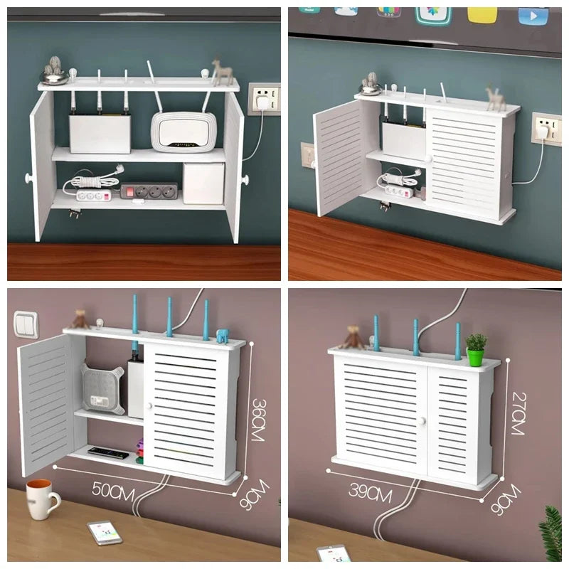 Punch-free Double Layers Wall Shelf TV set-top Box Rack Living Room Router Wall Hanging Storage Box Wireless Wifi Router Shelf