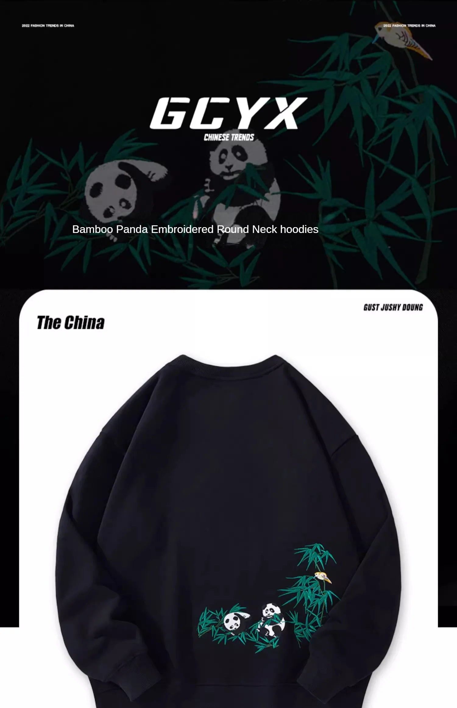 Fashion Crewneck Sweatshirt Men Bear Embroidery Hoodies Women Casual Chinese Panda Bamboo Fleece Designer Harajuku Pullover 2024