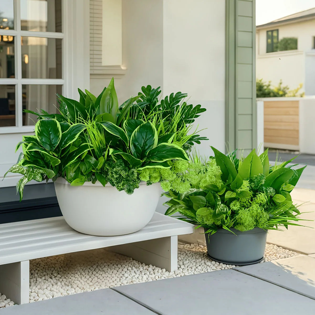 9pcs Outdoor Faux Plastic Greenery Leaf Plant for Garden Porch