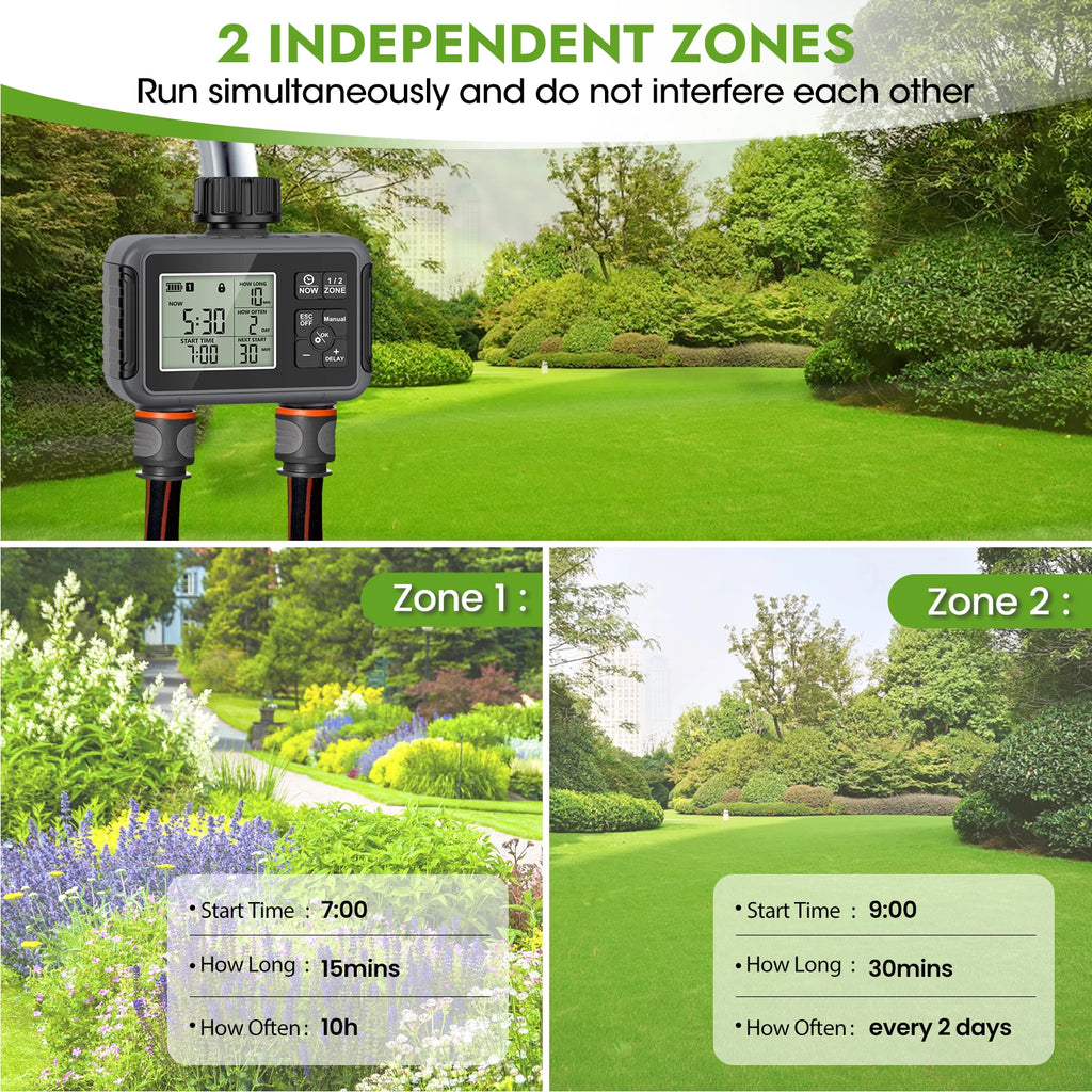 Insoma 2-Zone Sprinkler Timer Programmable Garden Hose Timer Water-Saving