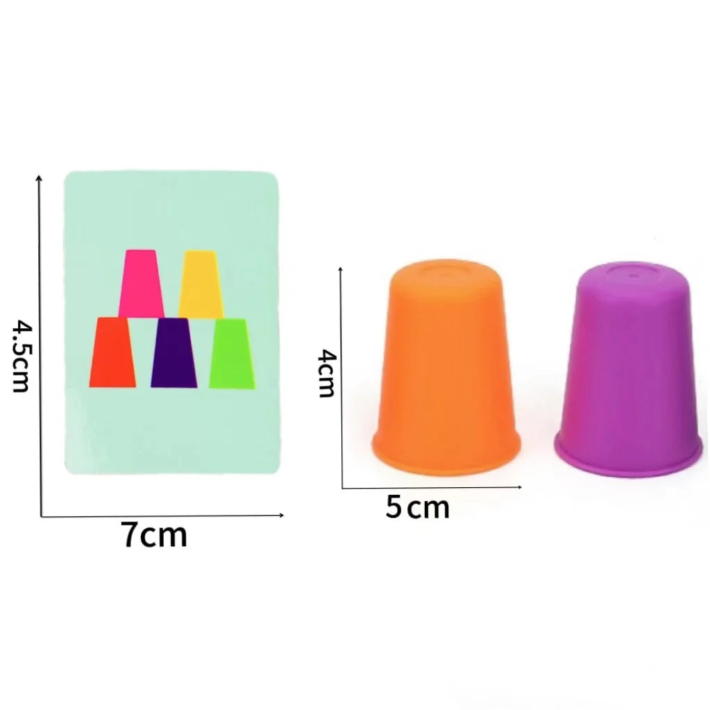 Montessori Toys Mini Stack Cup Game With Card Educational