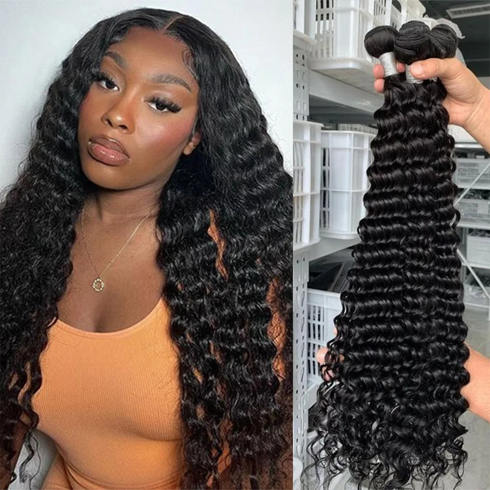 Deep Wave Human Hair Bundles, 24-28 Inch