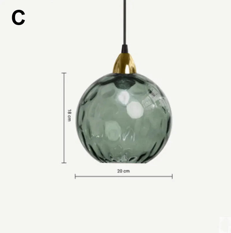 Modern Colored Glass Ball Lustre Pendant Lights Nordic Water Grain Restaurant Kitchen Hanging Light Fixture Bedroom Bedside Lamp