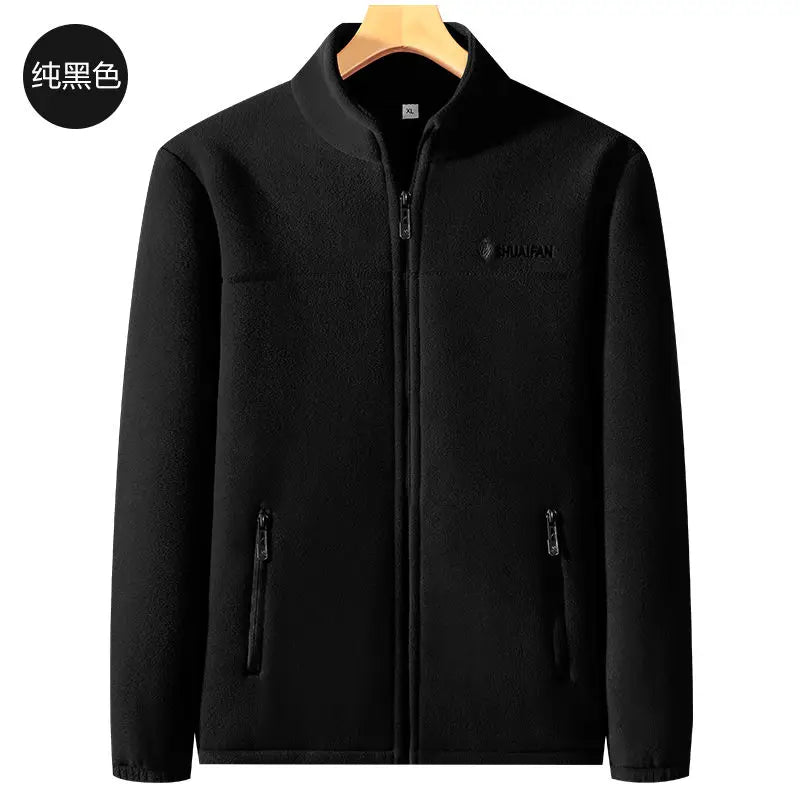 Women Thickened Fleece Winter Jacket Embroidery Zipper Thermal Plush Polar Fleece High Collar Cardigan Coats Outdoor Sweatshirt