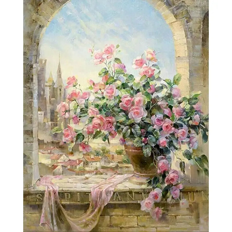 GATYZTORY Frame Painting By Numbers For Adults Coloring On Numbers Window Flower Gift Picture Drawing Paint Kit Diy Crafts