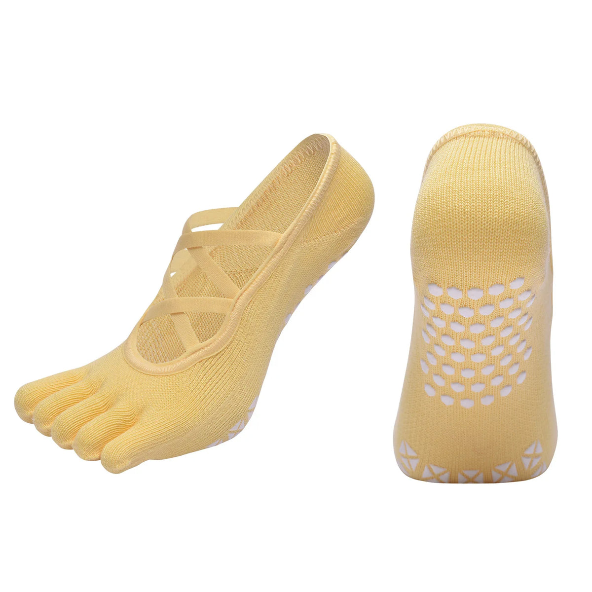 Women Bandage Breathable Pilates Socks Ladies Anti-slip Cotton Backless Sock Five Toes Ballet Dance Fitness Workout Sports Socks