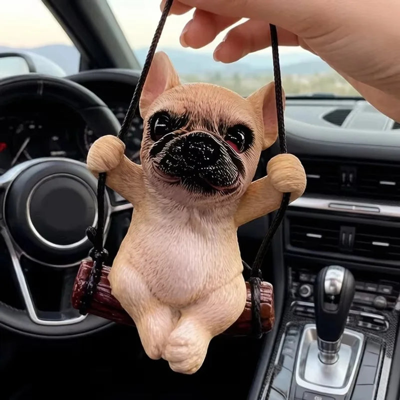 Resin Bulldog Auto Rearview Mirror Ornament Car Interior Decoration