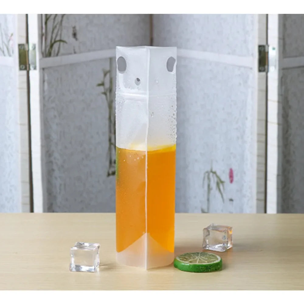 50Pcs Clear Plastic Drinking Packaging Bag Food Fresh Keeping Transparent Beverage Juice Milk Coffee Pouch Zip Bag Without Straw