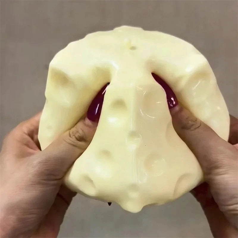 Giant Cheese Cube Squeezing Ball 7cm Ultra-thin Cheese Flour Ball Plastic Kneading Music TPR Decompression Toy Room Decoration