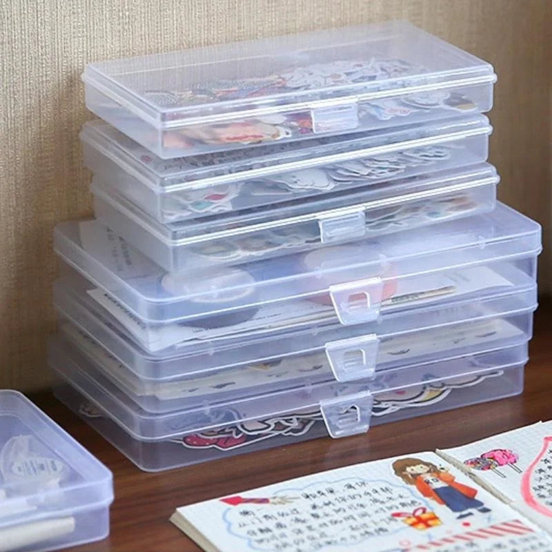 1Pcs Stationery Holder Stickers Plastic Storage Box Manual Account Container Tool Case Mini Transparent Office Desk Organizer